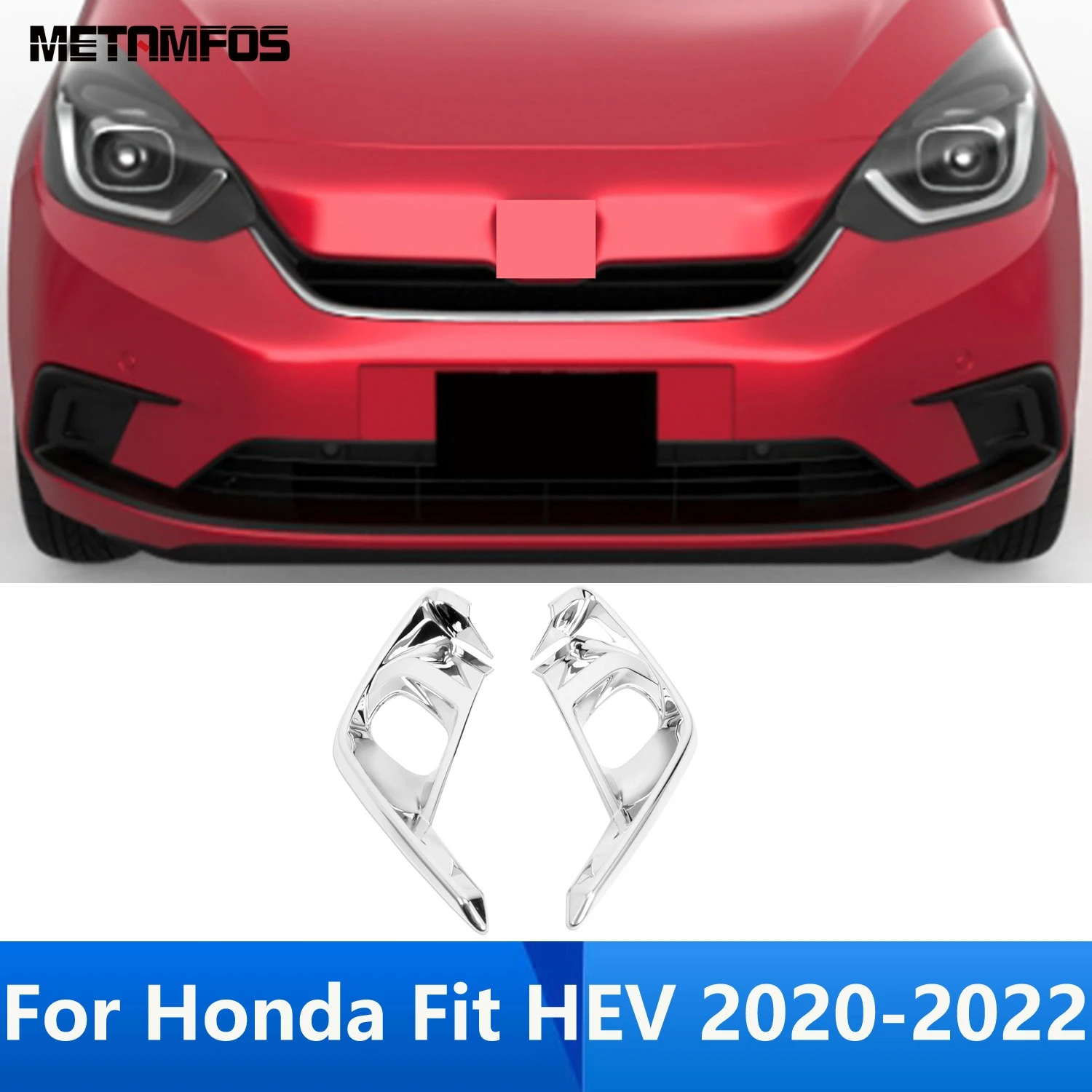 

For Honda Fit HEV 2020 2021 2022 Chrome Front Fog Light Lamp Cover Trim Foglight Hood Protector Sticker Accessories Car Styling