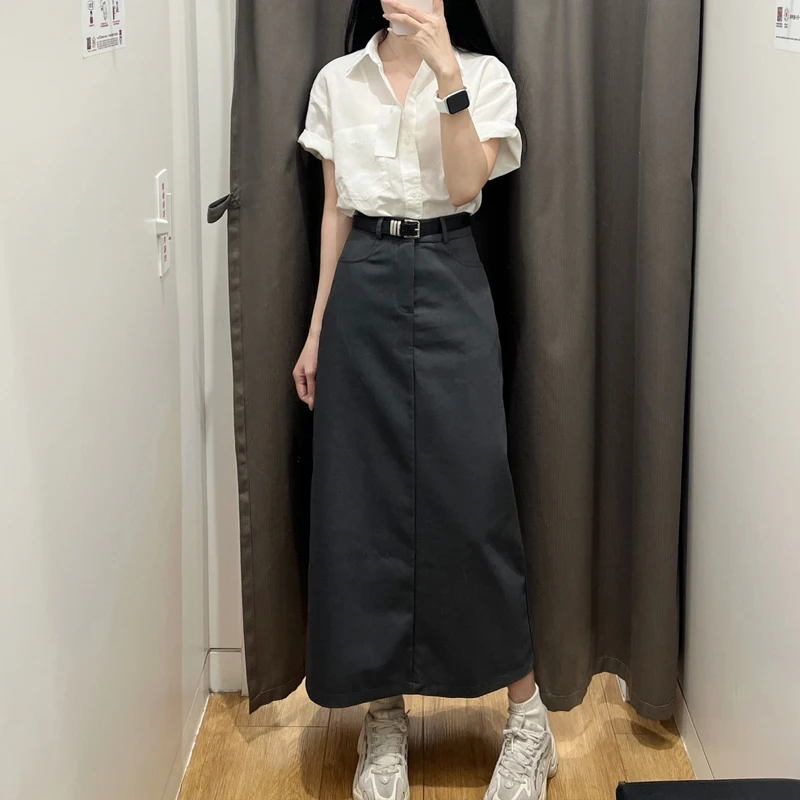 Black Maxi Skirt Winter Women  Long Skirt Korean Style Autumn - Korean  Style Pleated - Aliexpress