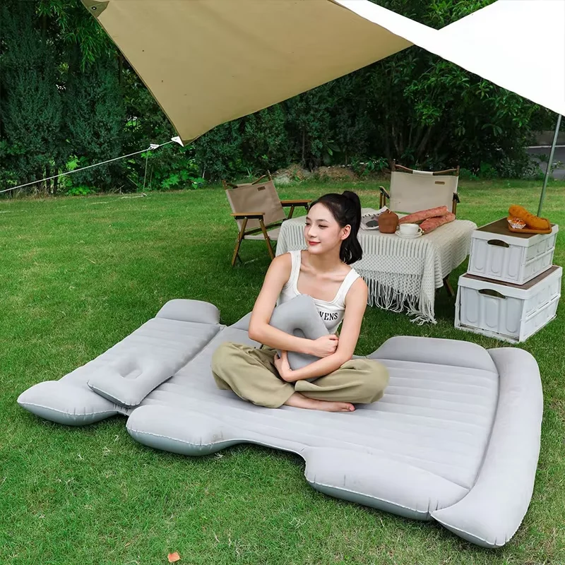 Car Inflatable Mattress Folding Bed Travel Sleeping Airbed High Quality Flocking Material Has Pump Outdoor Camping Accessory 3KG
