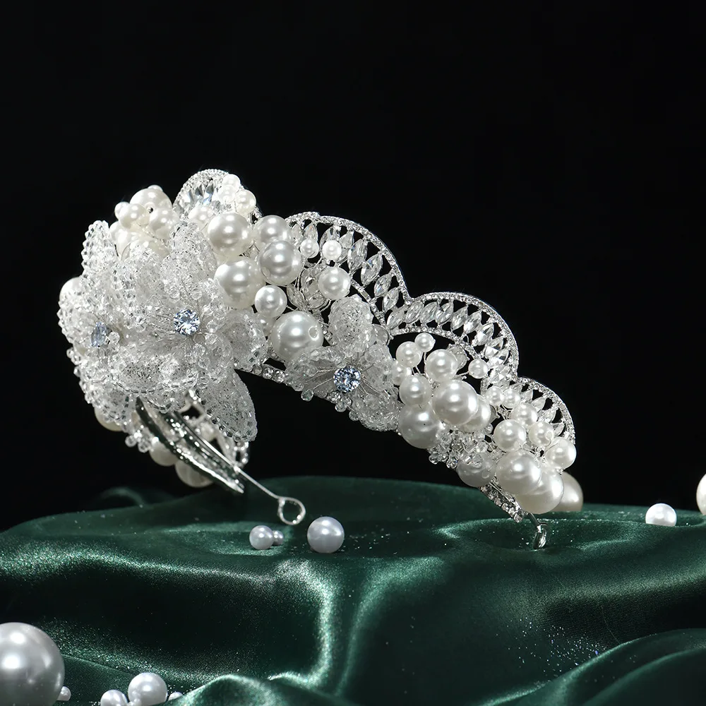 

Роскошная Тиара для свадьбы, ювелирные изделия для невесты, аксессуары, жемчужная циркониевая барочная Свадебная повязка на голову, короны, тиара, женский головной убор для выпускного вечера