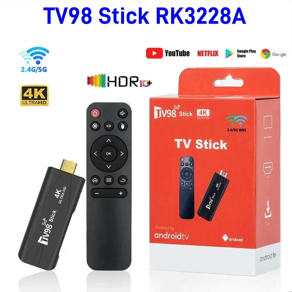 TVBOX Android TV Stick VOD視聴等 TV98 TV Stick Android 12.1 4K HD 2G 16G TV Box 2.4G 5G Dual Wifi