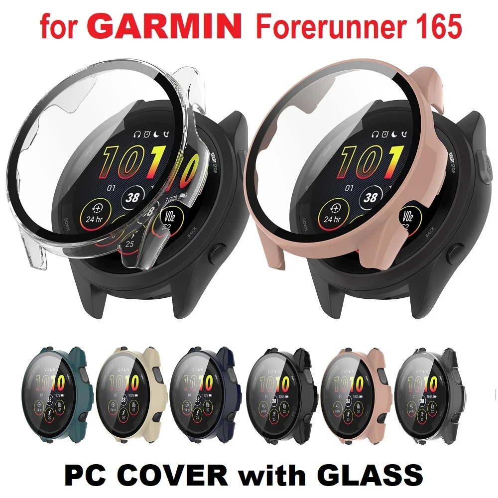 Garmin Forerunner 165 스마트 시계 하드 범퍼 강화 유리 화면 보호기 케이스 용 30PCS PC 커버