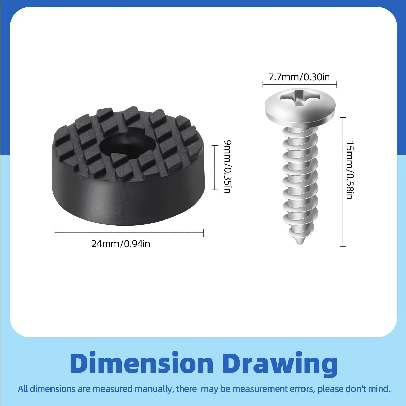 Non-Slip Round Rubber Furniture Pads with Screws - Set of 12
