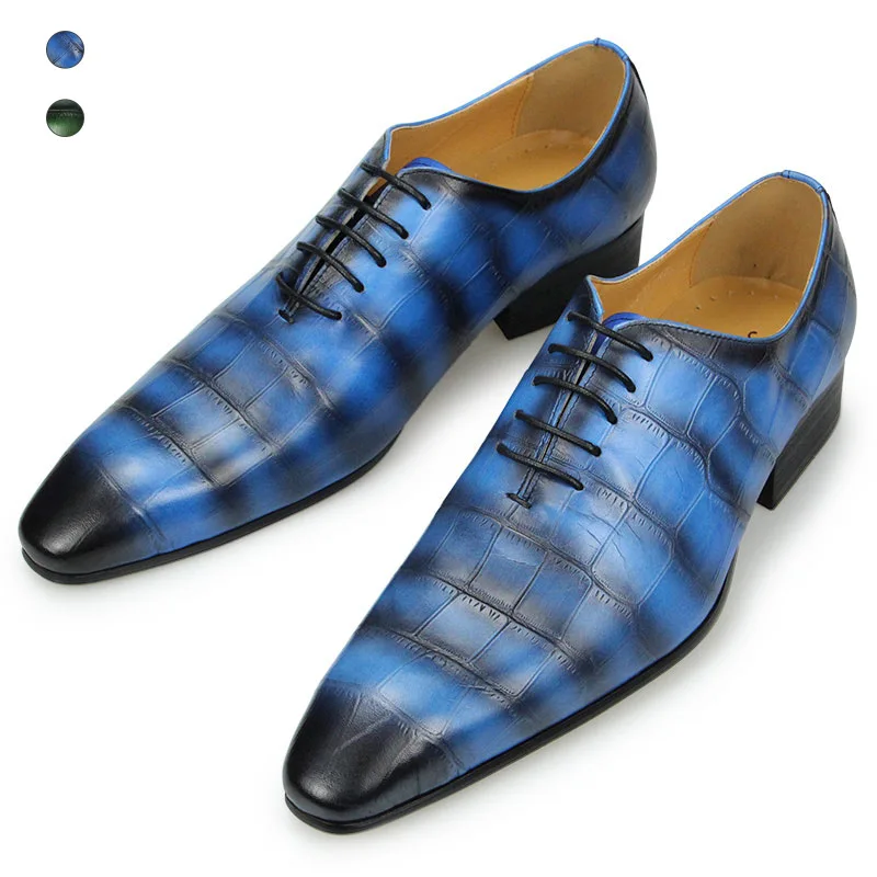 Best Men Fashion Designer Lace Up Formale Casual Business Oxford Scarpe Scarpe A Punta Da Sposa Blu Scarpe Da Festa Cerimonia Sposa