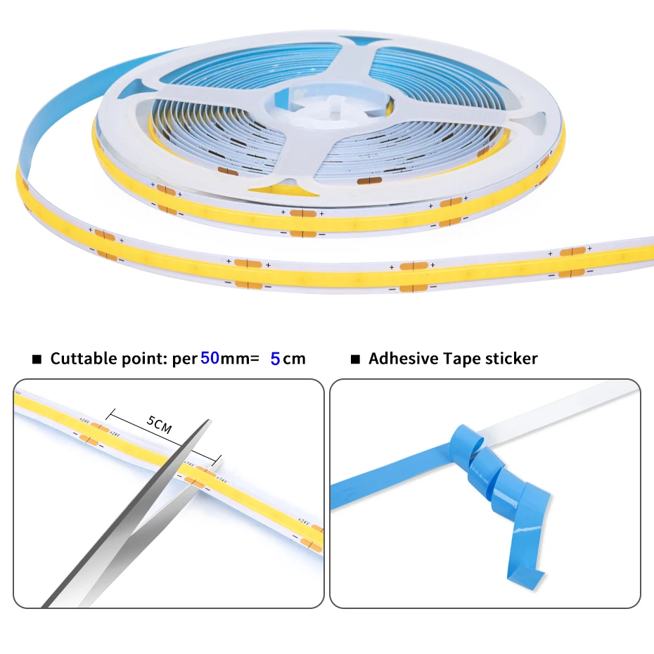 스마트 더블 도어 근접 센서 제어 LED 언더 캐비닛 조명 테이프 24V COB LED 스트립 쇼케이스 옷장 램프 백라이트