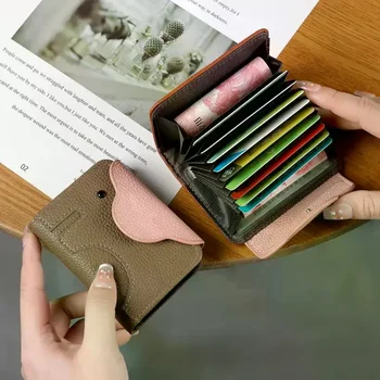 Portafoglio Portatile a Forma di Elefante Cartoon, Porta Carte Multiplo per Donne, Portamonete in Pelle Carino e alla Moda