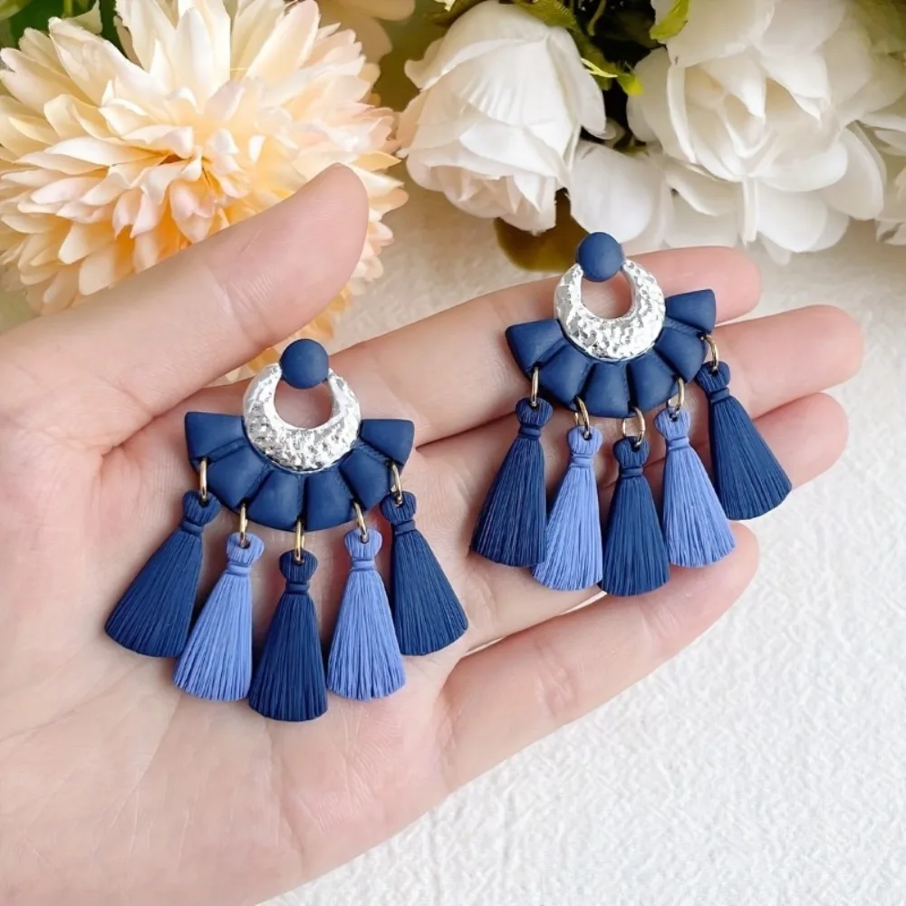 10개 보헤미안 태슬 폴리머 클레이 태슬 귀걸이 커터 기하학적 폴리머 클레이 몰드 DIY 귀걸이 쥬얼리 부드러운 도자기 도구