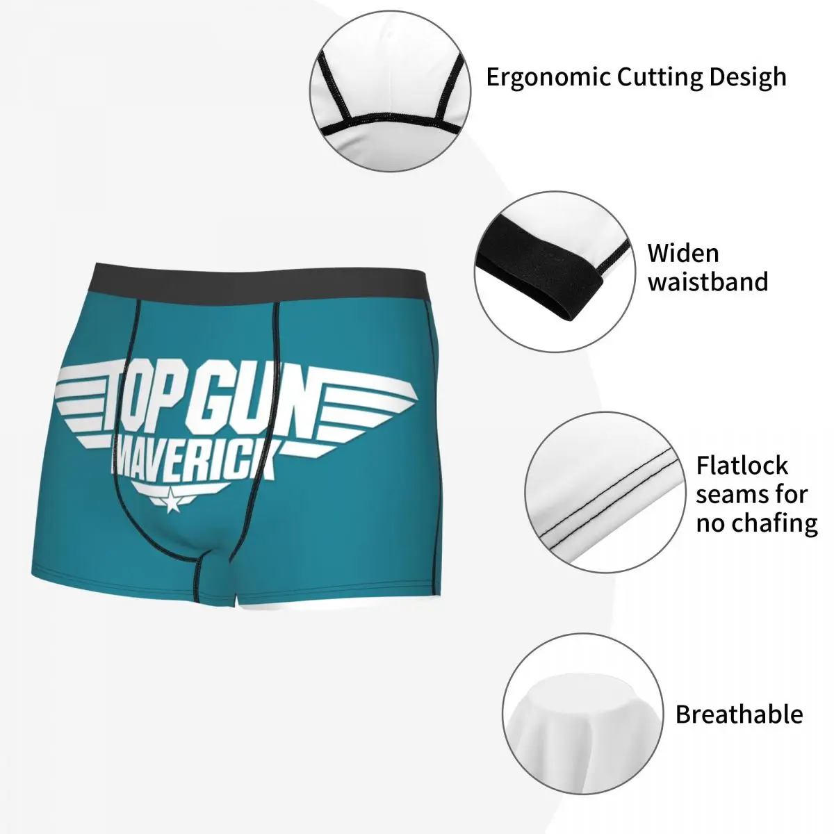 Custom Cool Top Gun Maverick Boxer Shorts Panties Male Underpants Breathbale Tom Cruise Movie Briefs Underwear 5