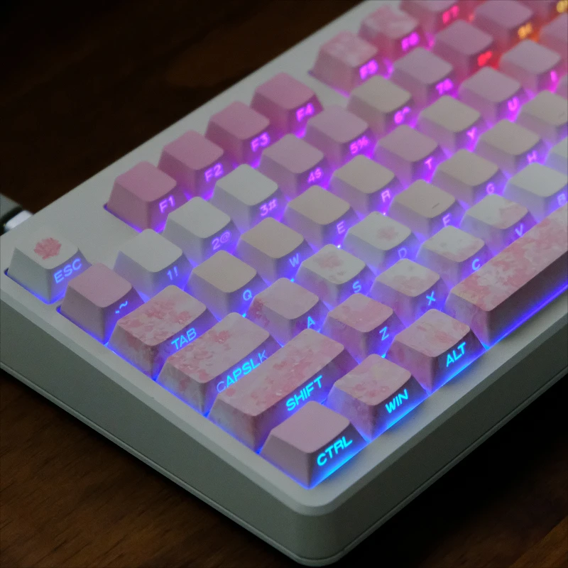 Echome-cherry Blossom Tema Keycap Rosa Criativo Pbt Tintura-sublimação Cap Teclado Perfil Teclado Mecânico - Imagem 6