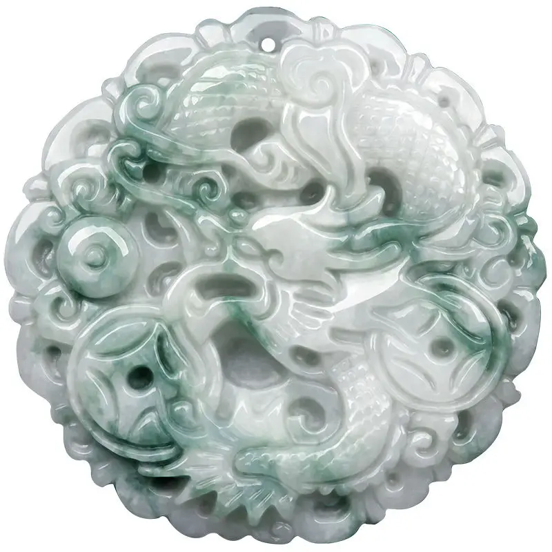 Colgante de Dragón de Jade flotante para hombres y mujeres, colgante de dragón de hielo de Jade Natural de Nepal, en el cielo