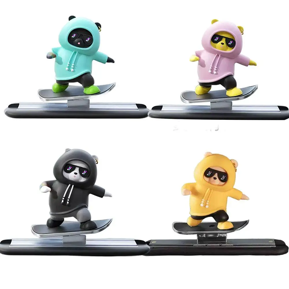 Car Decor Cute Sliding Skateboard Bear Ornaments Car Center Console Ornaments Creative Dashboard Accessories Gifts