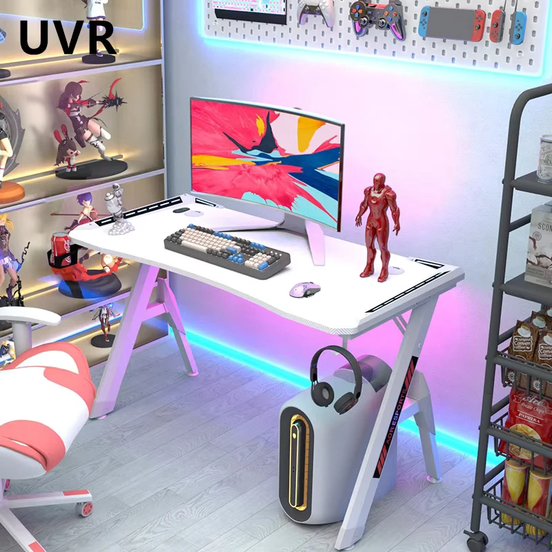 UVR E-sports Desk Desktop Computer Desk with RGB Lights Furniture for Home Office
