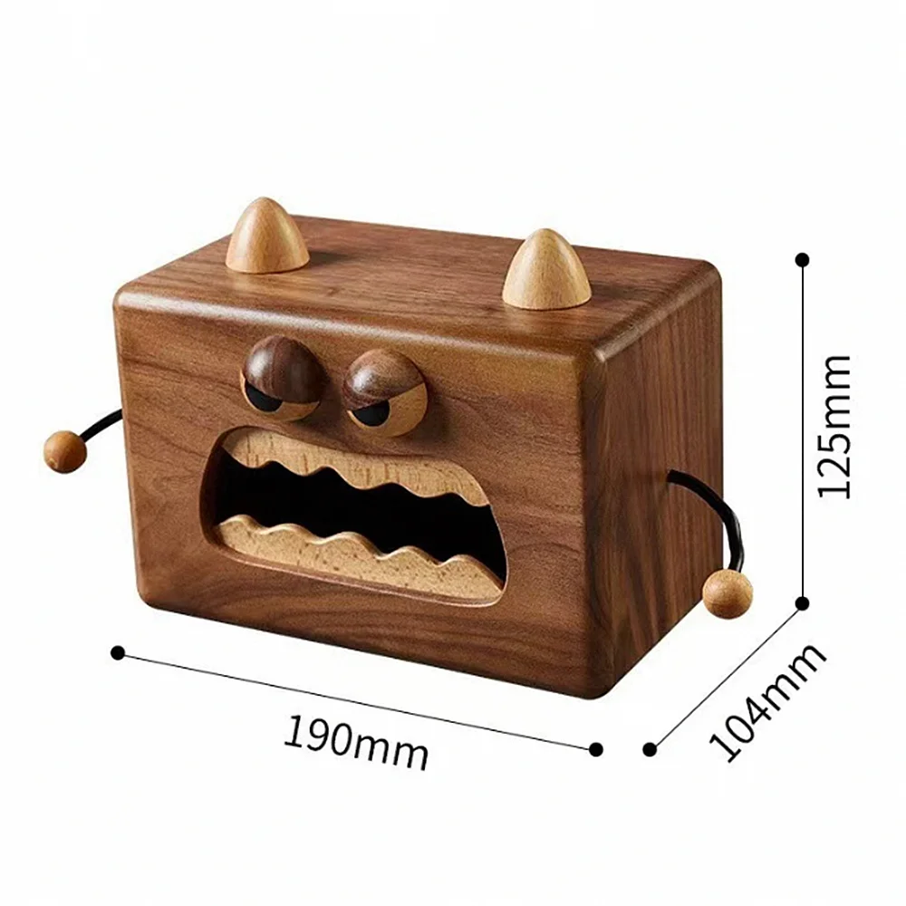 Wooden Little Freak Tissue Box, Wood Simple Drawing Paper Case 2