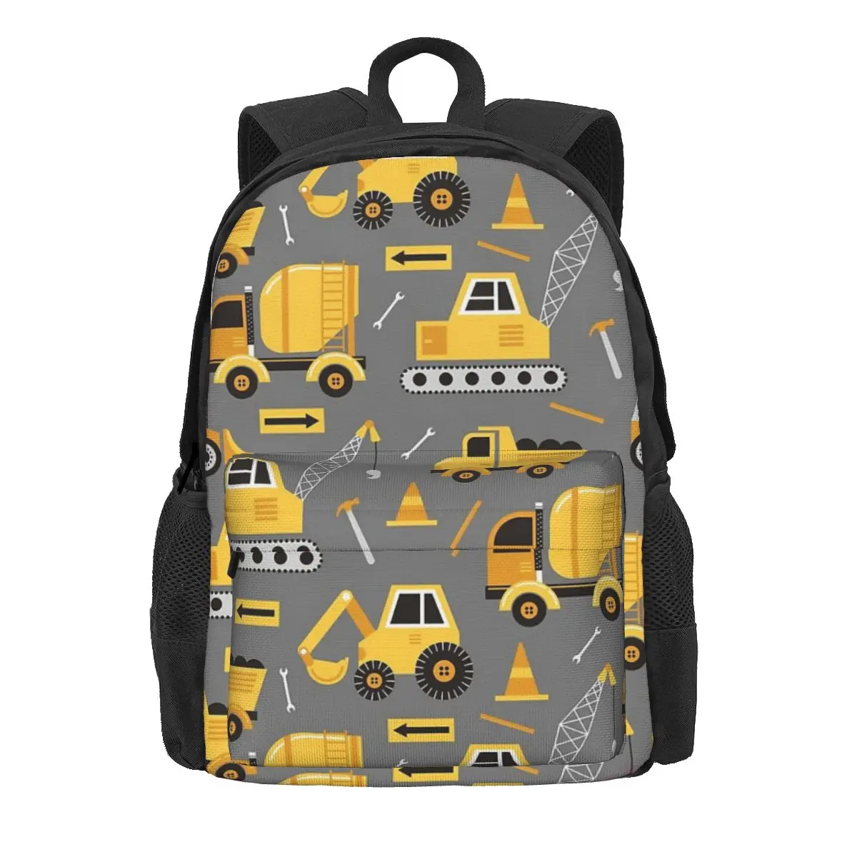 

Construction Trucks On Gray Backpacks Large Capacity Children School Bag Shoulder Bag Laptop Rucksack Waterproof Travel Rucksack