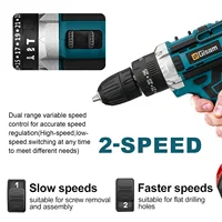 מקדחה חשמלית Gisam Cordless Impact Drill מברגה חשמלית נטענת מקדחה ידנית מקדחה כלי עוצמה 25+3 מקדחה עם סוללת ליתיום 5