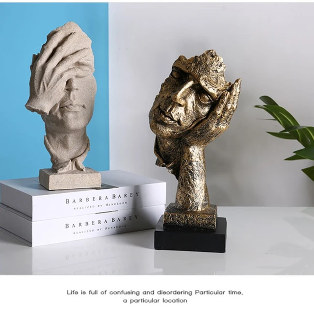 Statue d'Art Abstrait Moderne en Résine, Sculpture de Maison, Le Silence est localité, Ne Peut Pas Entendre, Ne Peut Pas Voir, Ne Pas Parler 3