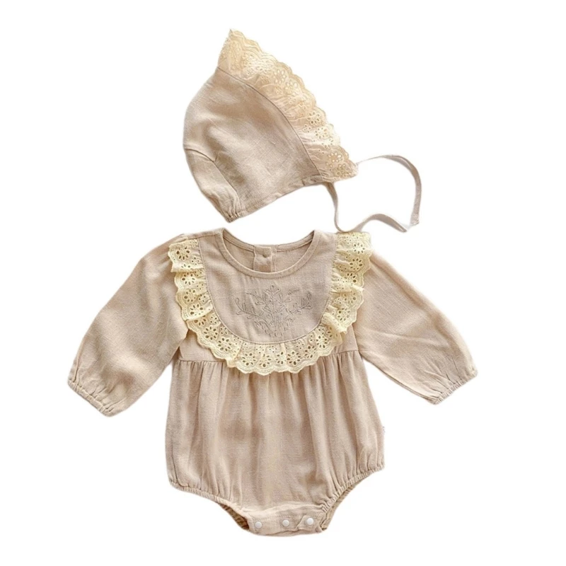 

Baby Photo Clothes Lacy Jumpsuit Newborn Costume Photo Props OnePiece Romper Photo Hat Skin-Friendly Photoshoot Outfit