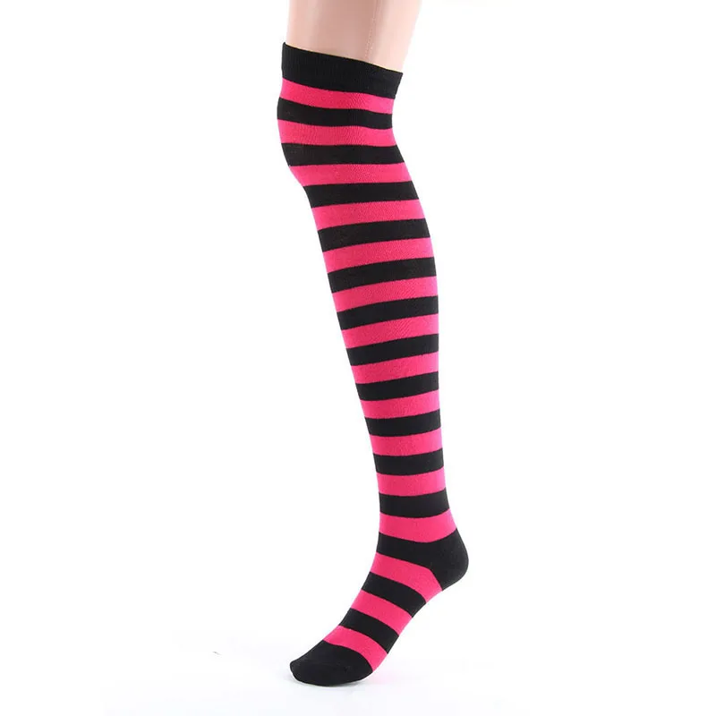 Women Girls Over The Knee Socks Thigh High Long Striped Stocking 11 Colors