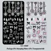 1PC Ribbon Bowknot Nail Stamping Plates Snowflake Lace Print Stainless Steel Manicure Stencil Winter Christmas Nail Art Template 2
