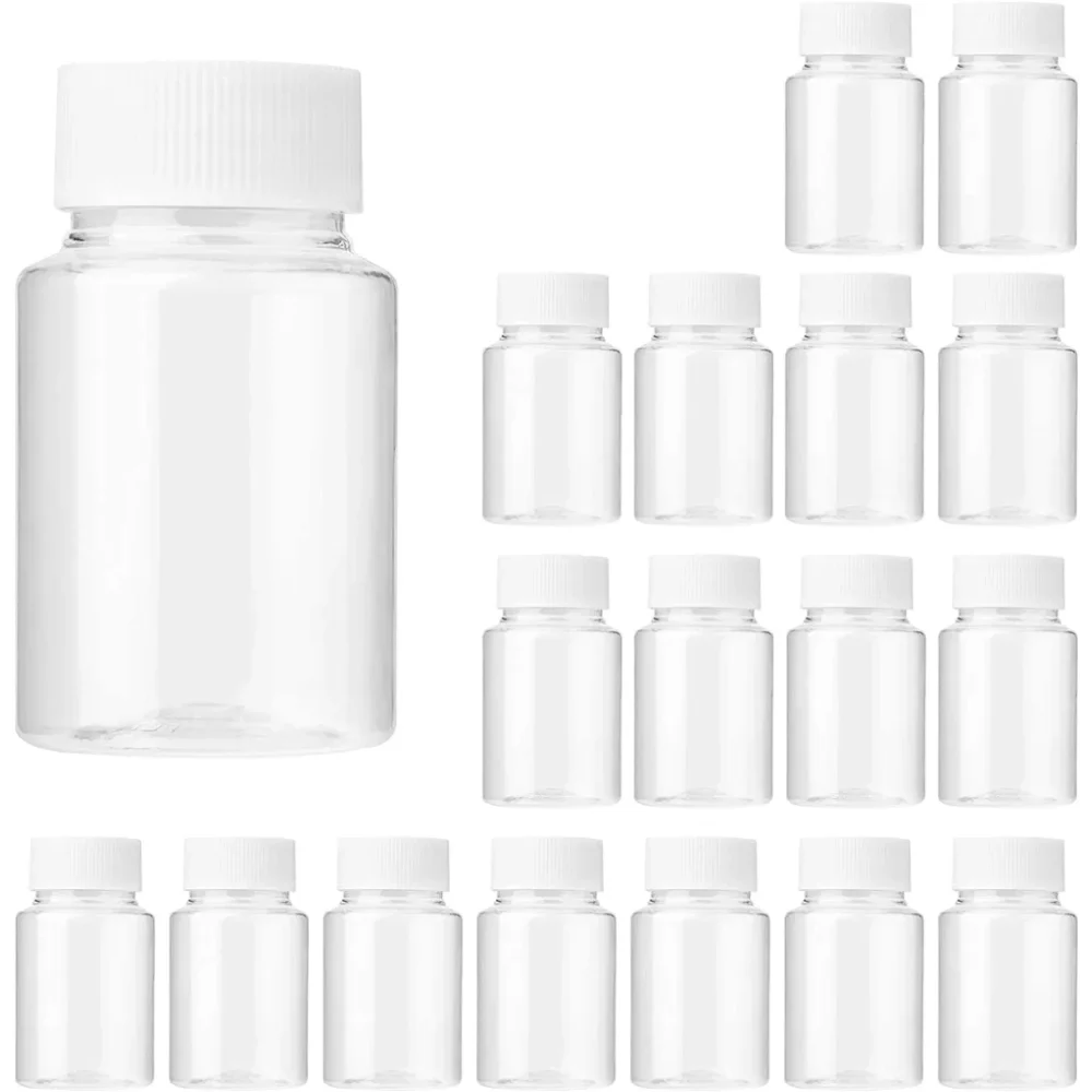 Refillable plastic bottles 30/50/100ml transparent travel containers with screw cap multi-use for cosmetics & reagents 10Pcs