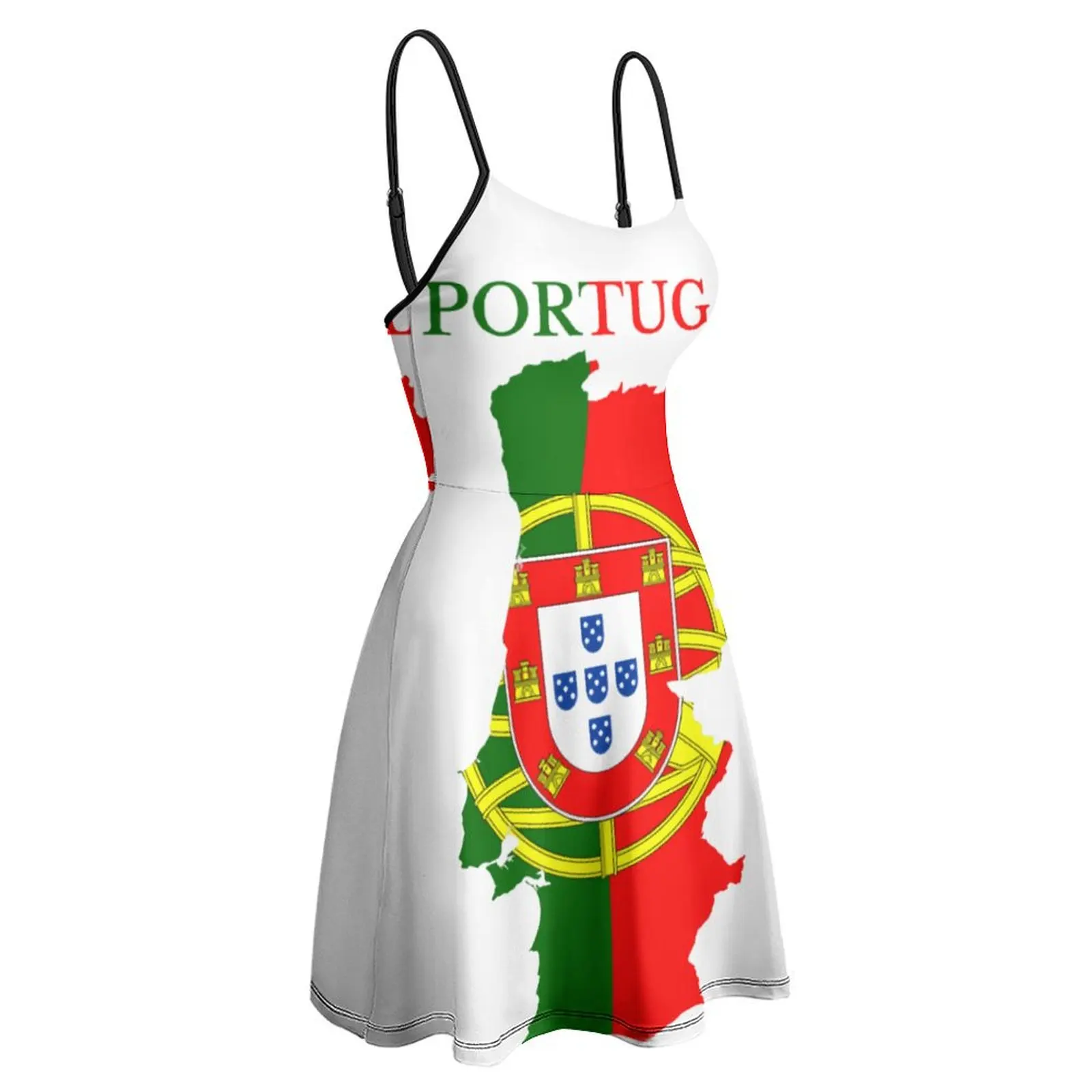 

Portugal Flag Map Portuguese Portugal Women's Sling Dress Funny Graphic Exotic Woman's Gown Humor Graphic Vacations Dresses