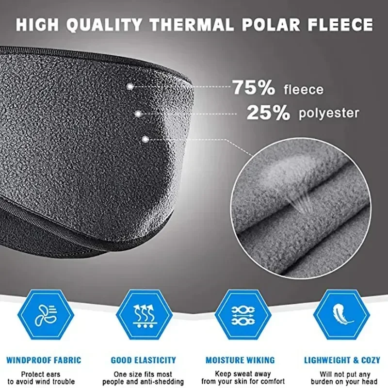 Ear Muffs Ear Protection Hairband 1Pcs Winter Fleece Earmuffs Cold Weather Ear Warmer Cover Cycling Ski Snowboard Outdoor Running Warm Ear Muff Headband Hair Band