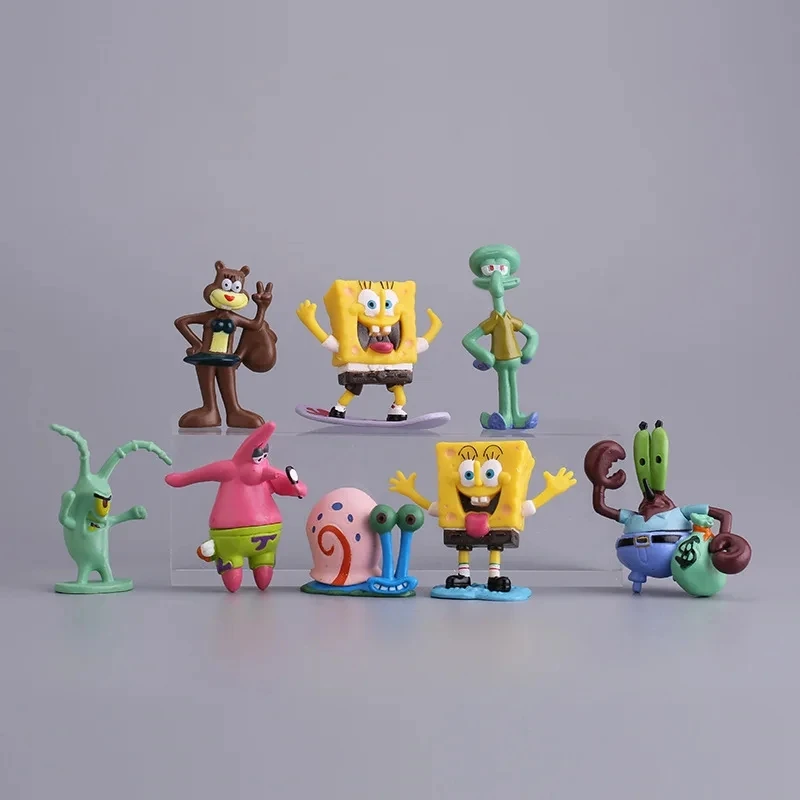 8 Pz/Set 3-6Cm Crab Boss Action Figures Patrick Star Spugne Bambole Anime Figurine Pvc Sandy Dolls Toys