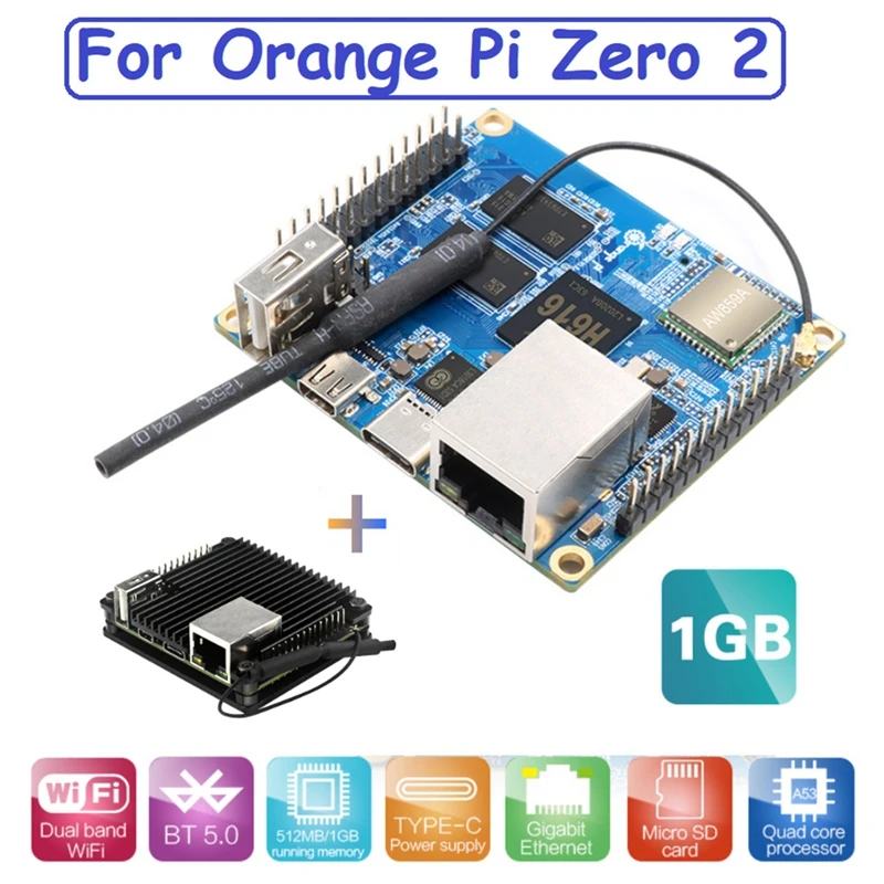 

Макетная плата для Orange Pi Zero 2 Allwinner H616 с алюминиевым чехлом и поддержкой Android 10 Ubuntu OS Debian