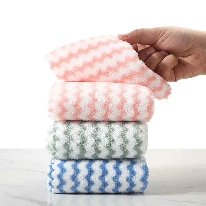 Kitchen Cleaning Cloth Set Coral Velvet Wave Design Microfibre Thickened Absorbent 20Pcs cleaning cloth
