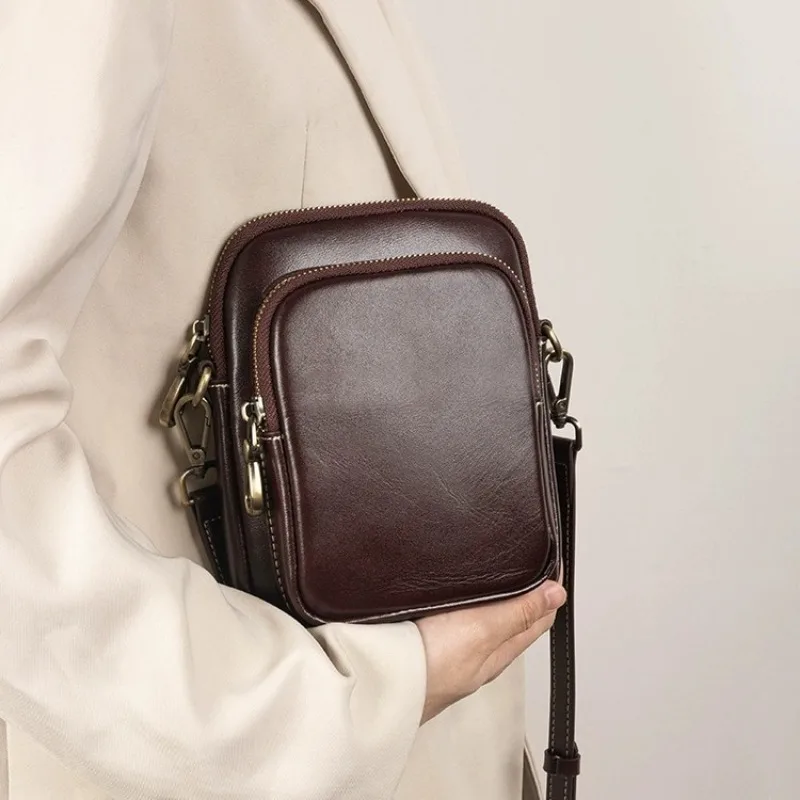 Women's Trendy Genuine Leather Crossbody Bag - 2024 Edition