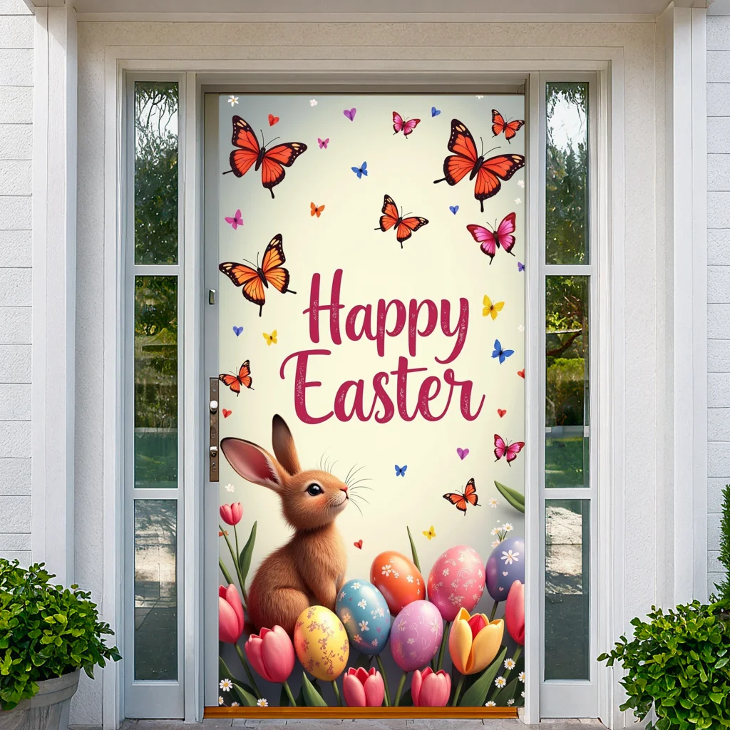 Maisiú ghairdín na Cásca 2025: Clúdach dorais lasmuigh le móitíf coinín le  haghaidh do chóisir Cásca - Spagut, image size:1024x1024