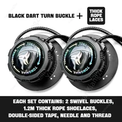 No - Tie Elastic Swivel Buckle Shoelaces for Sneakers - Effortless and Stylish Footwear Accessory (1 Pair) (Black Darts)