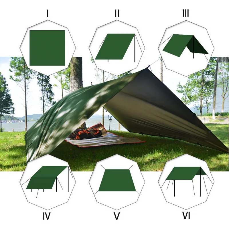 Waterproof Tarp Hammock Rain Fly Tent 10 X 10 FT Large UV Protection Lightweight Ripstop Nylon Picnic Mat