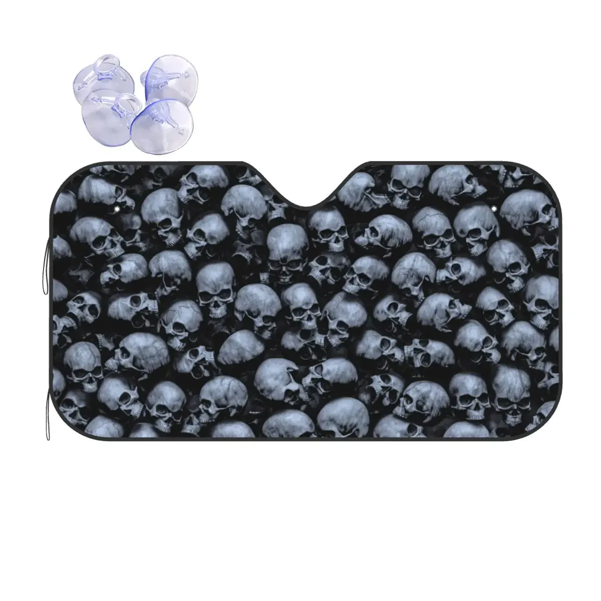 

Skull Series Poker Flower Foldable Windshield Sunshade 76x140cm Halloween Aluminium Foil Sunshade Visor Heat Reflector