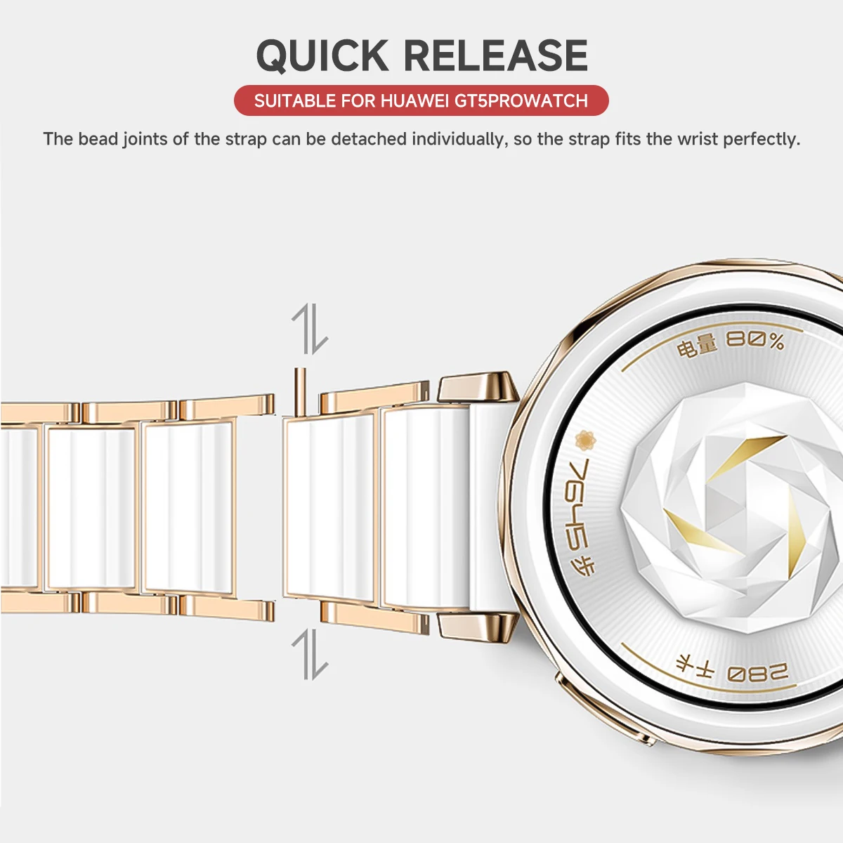18mm Durable Ceramic Watch Strap with Metal Butterfly Buckle