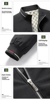 الخريف رقيقة 8XL الأعمال سترة الرجال ربيع الخريف الذكية معاطف غير رسمية الرجال الوقوف طوق جاكيتات سترة الطيار ملابس رجالي 6