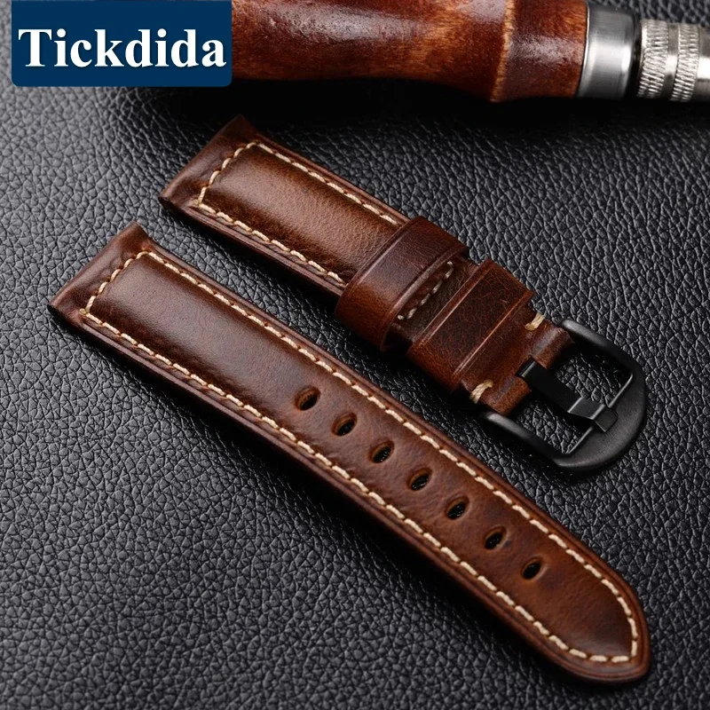 

Watch Strap Bracelet Watch Accessories 20mm 22mm Vintage Cow Leather Strap for Samsung Galaxy Watch 6 Classic 4 5 Pro Watchband