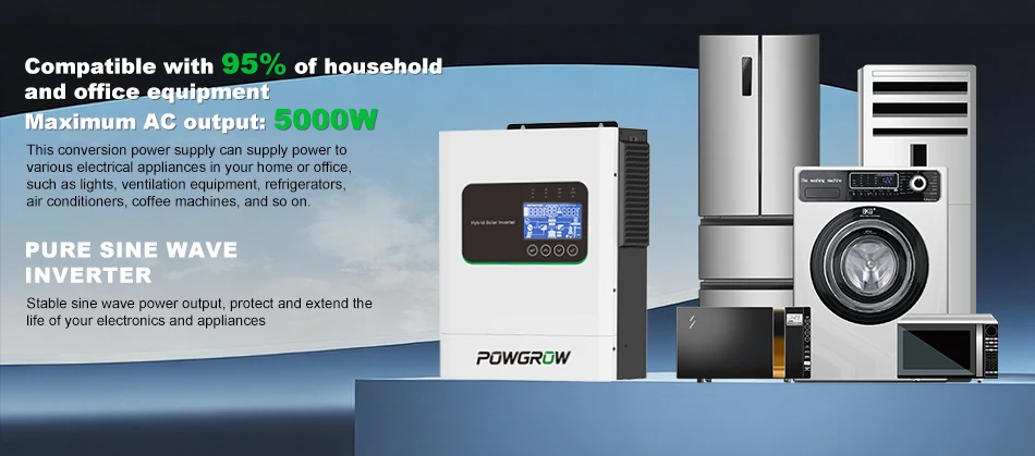 POWGROW 5KW 24V Netzunabhängiger Solar-Wechselrichter 160A MPPT Solarladegerät 230VAC Wechselrichter PV-Eingang 500VDC mit Doppelausgang Inklusive WLAN – Detail 8