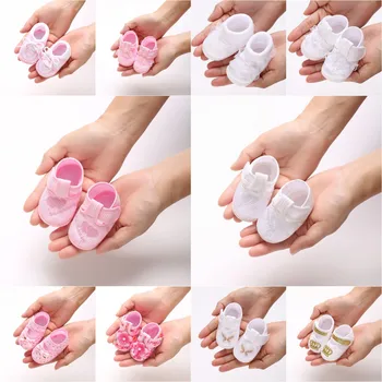 Newborn Baby's First Baptist Shoe: Newborn Boys and Girls' White Baptist Shoes Soft Sole Walking Shoes Multiple Styles-9CM/10CM 1