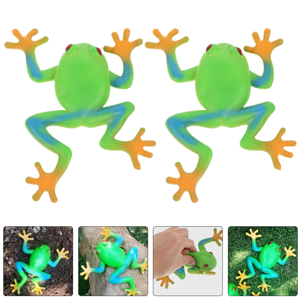 

4 Pcs Squeeze Frog Toy Shaped Kids Soft Rubber Party Favors Fidget Stress Child