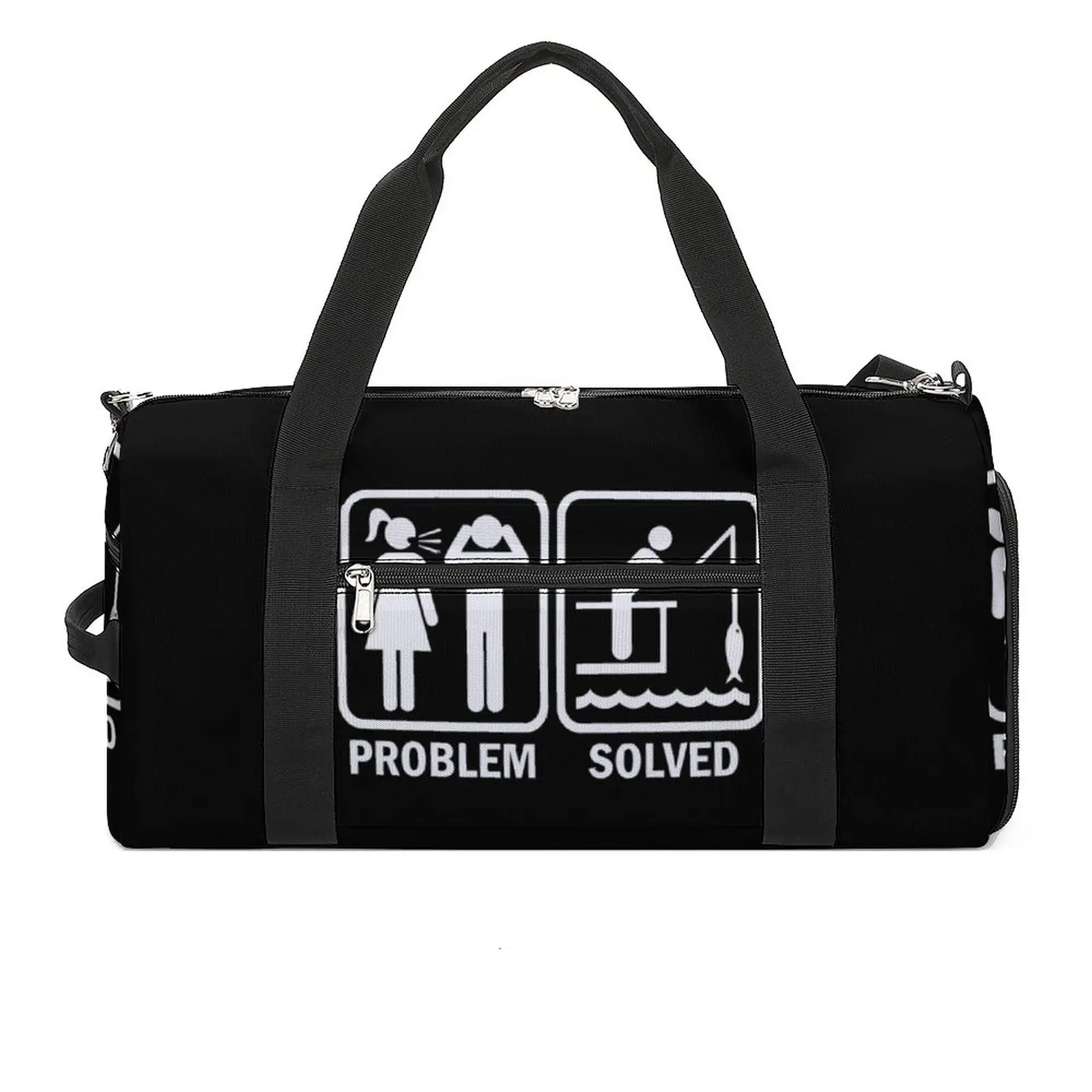 

Gym Bag Problem Solved Sports Bag Large Fishinger Fisherman Comedy Couple Oxford Pattern Handbag Colorful Training Fitness Bag