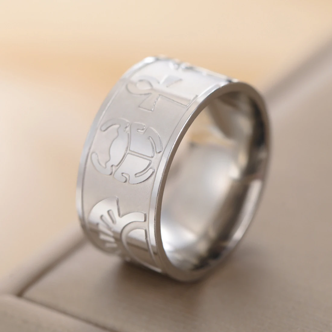 EUEAVAN Mysterious Ancient Egyptian Symbol Ring Stainless Steel Ankh Cross Eye of Horus Sphinx Rings Vintage Amulet Jewelry Gift - Image 5