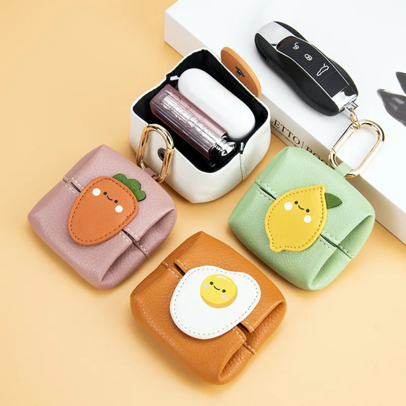 Cute Cartoon Earphone Bag Pendant Microfiber Leather Mini Lipstick Storage Bag Coin Wallet Multifunctional Student Wallet