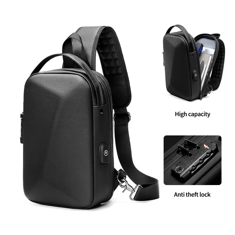

Men's Bag Shoulder Bag Multifunction Anti-theft Waterproof Male Crossbody Bag Casual Short Trip Chest Pack USB Charging