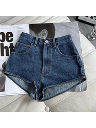 Women's Blue Denim Shorts Baggy Jeans Shorts 2000s Aesthetic Y2k Oversize Wide Cowboy Short Pants Harajuku Korean 2000s Clothes