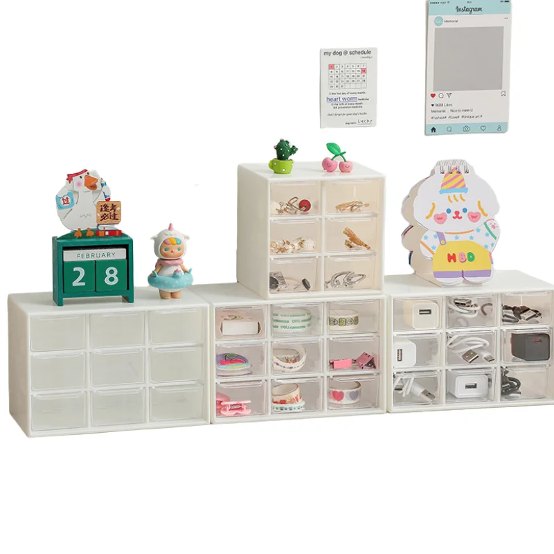 INS 6/9 Grids Dust Proof Drawer Storage Box Stationery Jewelry Hand Ledger Desktop Mini Girl Heart Storage Cabinet storage box