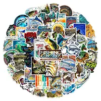 50pcs Outdoor Fishing Logo Stickers Decals Decoration Scrapbook Suitcase Luggage Motorcycles Bike Waterproof Graffiti Sticker 2