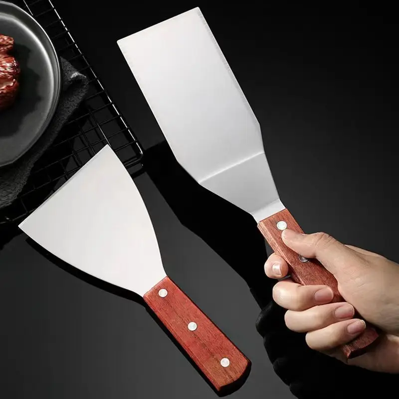 1 Pc Stainless Steel Teppanyaki Shovel Frying Shovel Hand-grilled Cake Tool Grilled Cold Noodles Tiramisu Burger Commercial