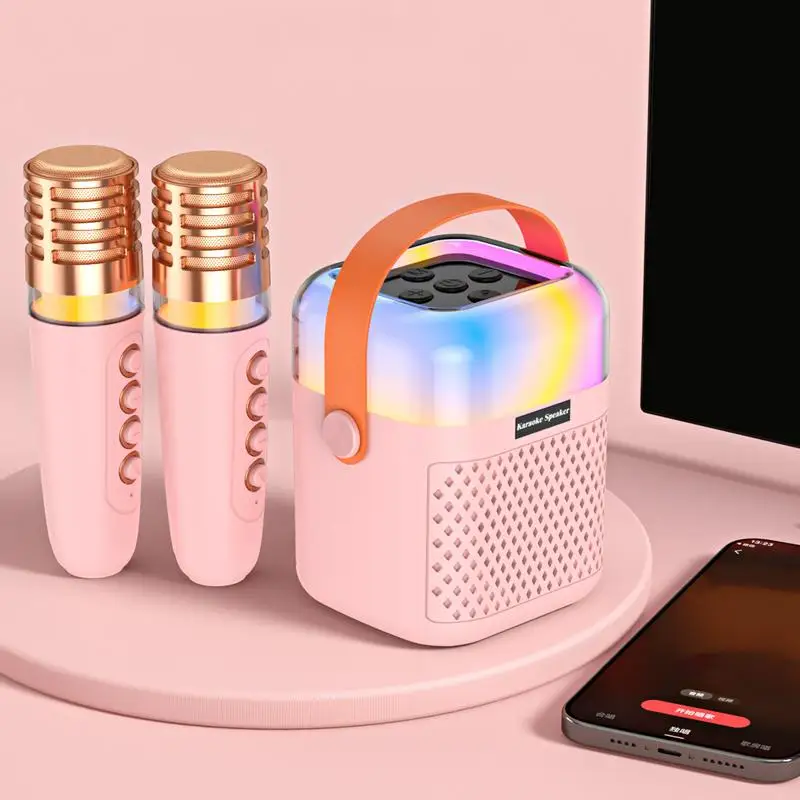 Small Karaoke Machine Small Karaoke Singing System Portable Outdoor Speaker Singing System With 2 Wireless