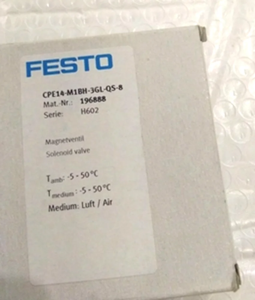 

Новый электромагнитный клапан FESTO CPE14-M1BH-3GL-QS-8 196888